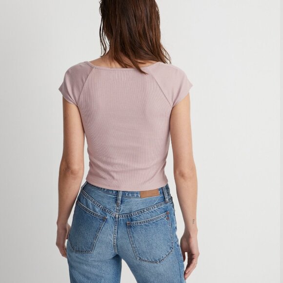 Madwell - Supima® Rib Square-Neck Tee - Warm Thistle - M - Picture 3 of 6